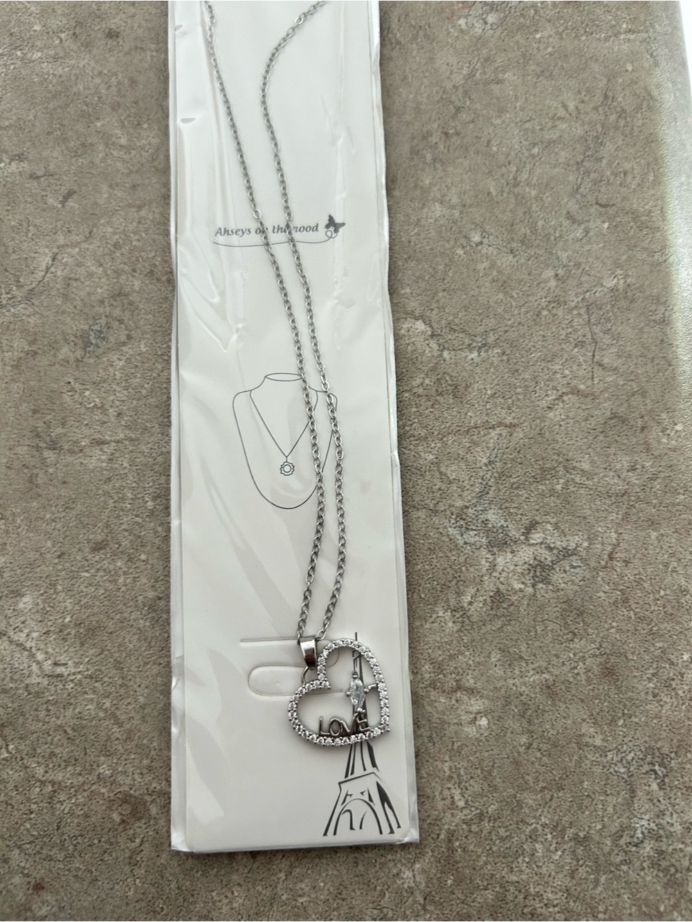 4/$50 Silver Heart Pendant Necklace with love Accent - Unbranded